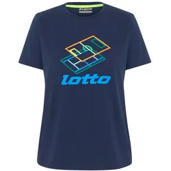 Print-Shirt LOTTO, Damen, Gr. XL (42), blau (peacoat), 100% Baumwolle, bedruckt, sportlich, Rundhals, Kurzarm gerader Abschluss, Shirts, - mit plakativem Frontprint