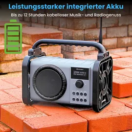 Soundmaster DAB80SG Baustellenradio mit DAB+/UKW Bluetooth Akku