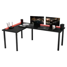 Möbelsystem L-förmiger Gaming Desk mit LED-Beleuchtung schwarz