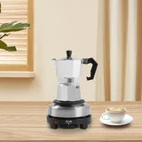 Yolancity Espressomaschine mit Elektrische Heizplatte, 500W Espressokocher Aluminium Espressomaschinen Mokkakanne 3 Tassen Kaffee (150ml), für Gasherd, Elektroherd, Keramikocher und Campingkocher