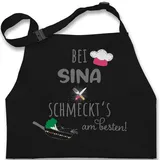 Kinderschürze Schürze Kinder Jungen Mädchen - Kochschürze - Bei Name schmeckts am besten I Geschenk Koch I Hobbyköche - 7-14 Jahre - Schwarz - kinderkochschürze kochen kinderkochschürzen kind - 7-13 Jahre