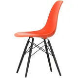 Vitra - Eames Plastic Side Chair DSW RE, Ahorn schwarz / poppy red (Filzgleiter basic dark)