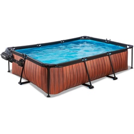 EXIT TOYS Wood Pool Set 300 x 200 x 65 cm inkl. Filterpumpe und Abdeckung