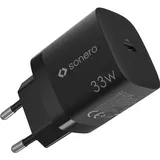 Sonero USB-C Ladegerät, 1x 33 Watt USB-C Port, GaN Schnellladegerät, USB-Netzteil, Handy-Ladegerät mit automatischer Ladestromerkennung, schwarz