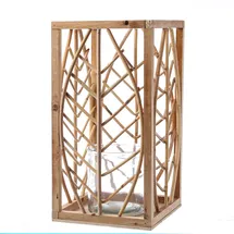 MARELIDA Laterne aus Rattan - Windlicht - mit Glaseinsatz - H: 45,5cm - natur