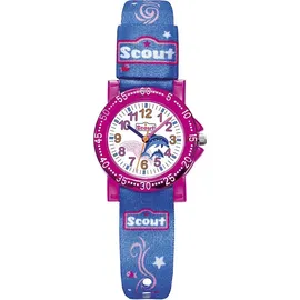 Scout Mädchenuhr Delfin Textilarmband Blau, Pink