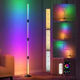 24W Dimmbar RGB Stehlampe, Zusammenklappbar Musik Synchronisation Zeitschaltuhr LED Stehleuchte Leselampe für Schlafzimmer, 173cm