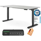 Ergotopia Desktopia Pro X Elektrisch höhenverstellbarer Schreibtisch, Ergonomischer Stehtisch für Büro oder Home Office (Grau, Gestell Schwarz, 120 x 80 cm)