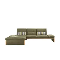 KOINOR Leder-Ecksofa mit Massivholzrahmen aus Wildeiche Humfrey ¦ grün ¦ Maße (cm): B: 314 H: 93 T: 159