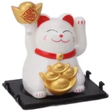 Greensen Maneki Neko Winkekatze Solar Winkende Arm Glückskatze, niedliche Glückskatze Dekofigur für Schreibtisch Wohnaccessoires Dekoration 2 Zoll (White)