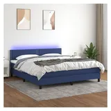 vidaXL Boxspringbett mit Matratze & LED Blau 180x200 cm Stoff