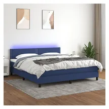 vidaXL Boxspringbett mit Matratze & LED Blau 180x200 cm Stoff