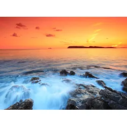 Fototapete PAPERMOON "Dubrovnik Sunset", bunt (mehrfarbig), B:3,5m L:2,6m, Vlies, Tapeten