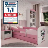 raumhirsch furniture Kinderbett Panda 80 x 160 cm Holzwerkstoff rosa