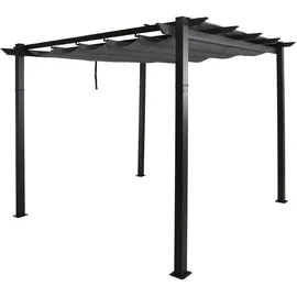 MCW Pavillon Garten, stabiles 8cm-Gestell Schiebedach UV50+ 3x3m ~ anthrazit