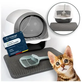 Vealind Katzenklo Edelstahl mit Deckel Groß Katzentoilette Metall Katzenklo Hoher Rand Offen Katzentoiletten Große Katzen Cat Litter Box