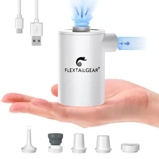 FLEXTAILGEAR MAX PUMP 2020,Elektrische Luftpumpe,Campingpumpe,Akkupumpe,Hochleistungs-Aufblasbar & Entlüftung,Gewicht nur 150 Gramm,3600 mAh Lithium-Akku für Luftmatratze,Boot,Schwimmring,Vakuumbeutel