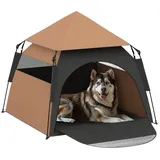 PawHut Haustierzelt, Hundezelt, Katzenhaus im Freien, Hundehaus mit Meshfenster, Hunde Tipi Zelt mit Tragetasche, Sonnendach für Hinterhof,