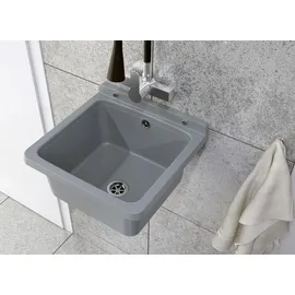 GRANITAN - Spüle Orta - Waschbecken Wandmontage für Innen- und Außenaufstellung - 40x38x22,8 cm - Chemikalienbeständig - Ideal für Werkstatt und Garten - Grau