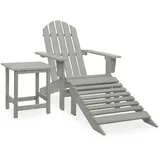 Yolola Adirondack-Gartenstuhl mit Tisch Adirondack Stuhl Gartenstuhl Holz Relaxsessel Adirondack Gartenstuhl Deckchair Balkonstuhl Gartenliege Massivholz Tanne Grau