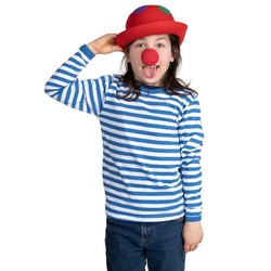 Metamorph Kostüm Clownskostüm für Kinder mit blauem Ringelshirt, Cl, Lustiges, unkompliziertes Clownskostüm für Mädchen und Jungen! blau 128