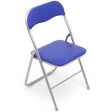 6x Klappstuhl Klappstühle Kunstleder - silber-blau - Küchenstuhl Gartenstuhl