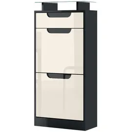 Vladon Fiesta V2 46 x 104 x 23 cm mit Schublade schwarz matt / creme glänzend