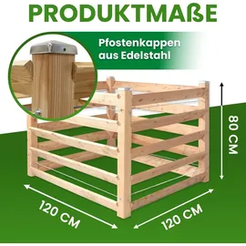 Gartenwelt Riegelsberger Moderner Komposter Single ca. 120x120 cm Höhe 80 cm aus Lärchenholz Massivholz Steckkomposter Kompostsilo Holzkomposter Stecksystem