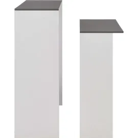 vidaXL Bartisch mit 2 Tischplatten Weiß und Grau 130 x 40 x 120 cm