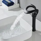Schwarze Wasserfall-Armatur, spritzwassergeschützt, für Badezimmer mit Wassersparfunktion - Schwarz