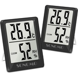 Sonomo Thermo-Hygrometer,2 Stück Digital Hygrometer Innen, Thermometer Innen Feuchtigkeit Hohen Genauigkeit,Für vertikale oder Wandmontage Luftfeuchtigkeitsmessgerät,Für Innenraum-(schwarz)