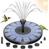 Lablanc - Schwimmender Solarbrunnen für den Außenbereich, 1,4 w, Solar-Teichpumpe mit 6 Düsen für Vogelbad, Teich, Schwimmbad, Terrasse,