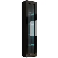 Mirjan24 Hängevitrine, Schwarz, Schwarz Hochglanz, Rechteckig, 40x180x30 cm, Wohnzimmer,