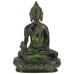 Guru-Shop Buddhafigur Buddha Statue aus Messing Medizin Buddha 11 cm.. grün