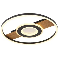 Deckenlampe Deckenleuchte Wohnzimmerlampe Holzoptik Kristalle LED D 40,5 cm