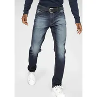 H.I.S. H.I.S Straight-Jeans »DIX« gerade Beinform, niedrige Leibhöhe, Used-Waschung Gr. 30 Länge 34, d blue, , 55459021-30 Länge 34