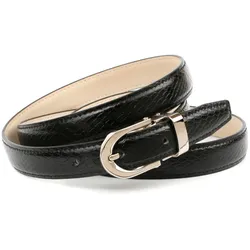 Ledergürtel ANTHONI CROWN, Damen, Gr. 70, schwarz, Rindsleder, unifarben, klassisch,elegant,feminin,festlich,modisch, Gürtel, Sschmale Form mit glänzender Schließe und Reptilienprägung