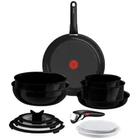 Tefal Pfannen-Set Ingenio Excellence Keramik, Aluminium (Set, 13-tlg), abnehmbarer Ingenio-Griff, Thermo-Signal, stapelbar, Induktion schwarz
