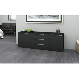 borchardt Möbel Sideboard BORCHARDT MÖBEL "Oliva", schwarz (schwarz matt), B:166cm H:53cm T:35cm, Sideboards, Sideboard, Breite 166 oder 200 cm