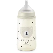 Suavinex Suavinex, Babyflasche 270 ml mit SX Pro Physiologischem Silikon-Sauger, Antikolik-Flasche mit mittlerem Fluss (M), für Milch, Säfte oder Wasser, Babys ab 3 Monaten, Wild&Free Beige