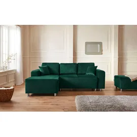 Home Affaire Ecksofa HOME AFFAIRE "Györ", grün (dunkelgrün), B:235cm H:88cm T:160cm, Microfaser (100% Polyester);Luxus-Microfaser Lederoptik (100% Polyester);Struktur (100% Polyester);Samtoptik (100% Polyester);Struktur weich (100% Polyester), Sofas, Ecksofa, L-Form,