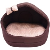 Z4L WauWau Katzen und Hundehöhle gemütlich Farbe beige Minky, braun Hundehütte Katzenhütte 50cm x 60cm Höhlenbett Kuschlig