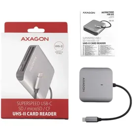 AXAGON CRE-S3C lecteur de Carte mémoire USB 3.2 Gen 1 (3.1 Gen 1) Type-C Gris