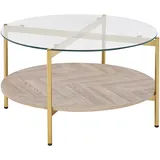 Beliani Couchtisch / Metall heller Holzfarbton | gold LOVELL