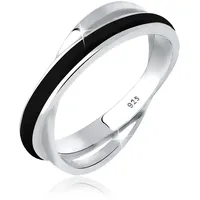 Elli Ring Damen Wickel Modern mit Emaille Weiß 925 Silber
