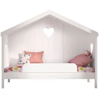 58 aufm Kessel Hausbett Kamila 2 213x99x172 mit Rücken Kinderbett Massivholz+MDF Weiß