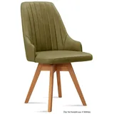 58 aufm Kessel Esszimmerstuhl Küchenstuhl drehbar (2er-Set) Dotti 52x91x60 Eiche geölt/Natur (Lieferung bis Verwendungsstelle, 4 St), Stabiles Gestell aus Massivholz pflegeleichter Bezug aus Microfaser grün