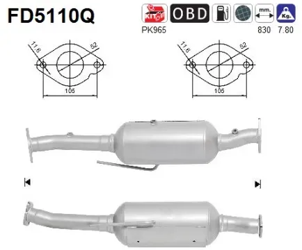 AS Ruß-/Partikelfilter, Abgasanlage Abganlage fd5110q für Ford
