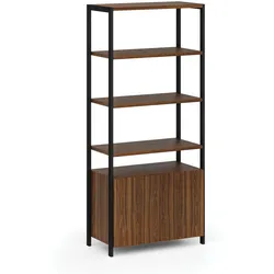 HOME OFFICE Regalwand mit Schrank mit Türen, schwarz/walnuss
