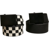 URBAN CLASSICS Check And Solid Canvas Belt 2-pack black/offwhite, L/XL